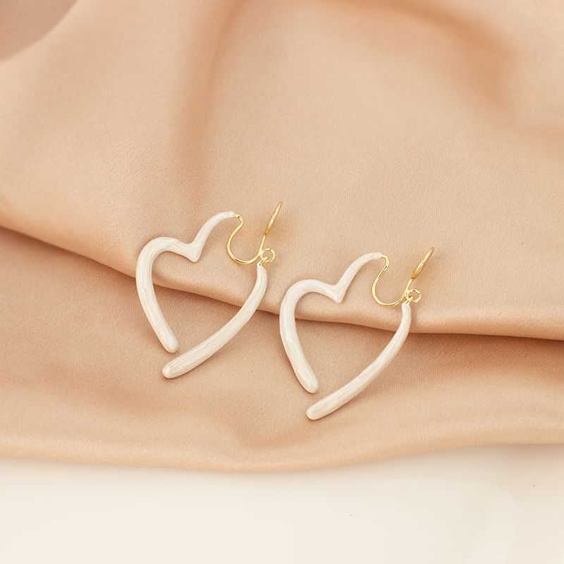 Hoop Alloy Earring Open Glaze Heart