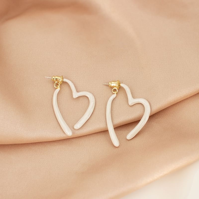 Hoop Alloy Earring Open Glaze Heart