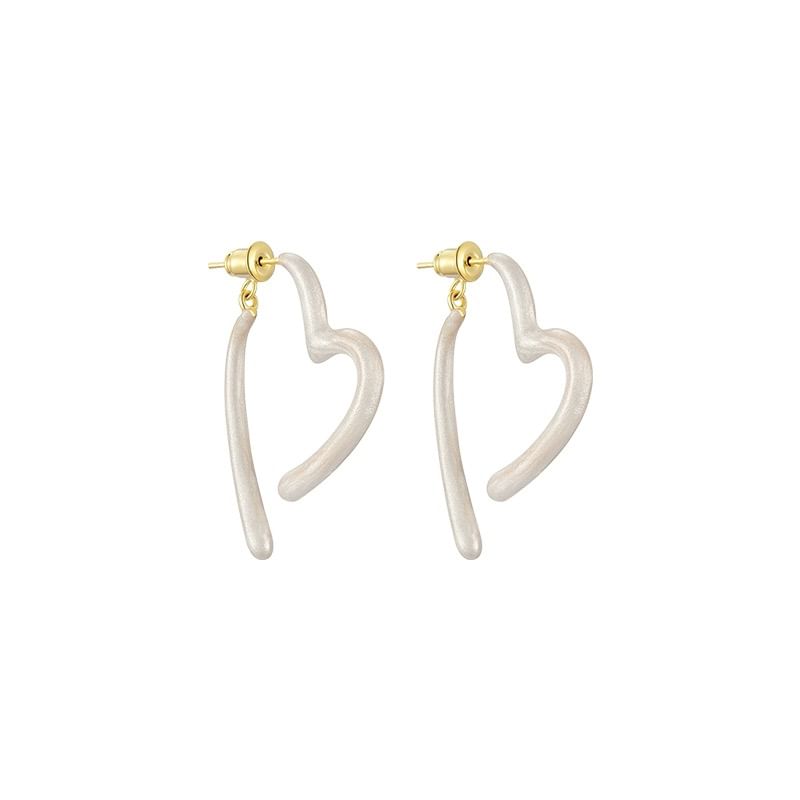 Hoop Alloy Earring Open Glaze Heart