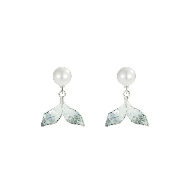Pearl Mermaid Alloy Crystal Earring Tail Drop Faux