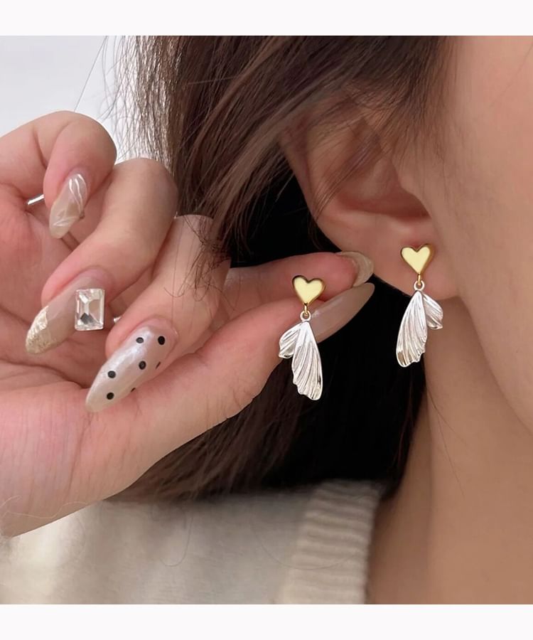 Alloy Fish Heart Tail Drop Earring