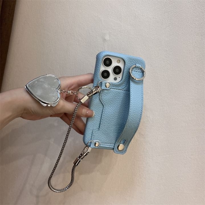 Faux Heart Phone Mirror Case Leather