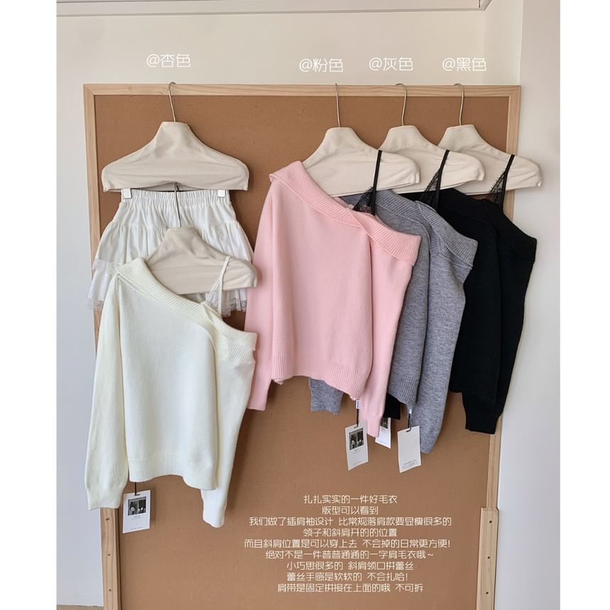 Mock Two-Piece Off Shoulder Sweater