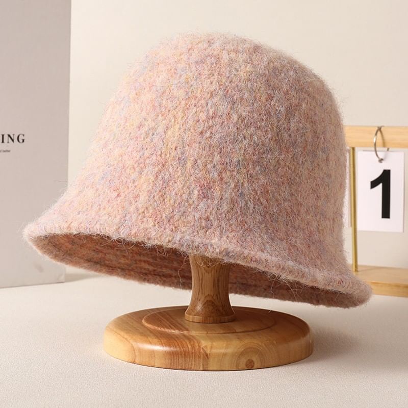 Hat Bucket Plain Fuzzy Knit