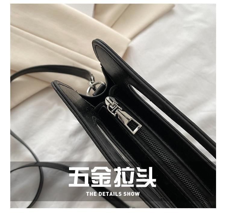 Lettering Leather Crossbody Bag Faux