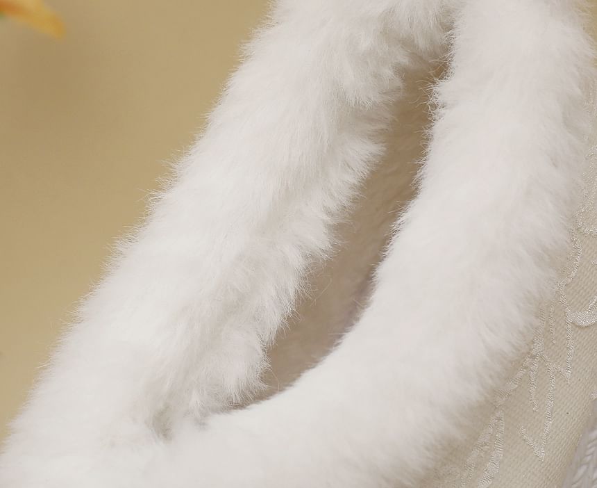 Fleece-Lined Pumps Wedge Platform Bow Heel