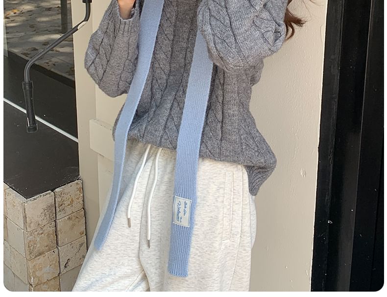 Knit Plain Narrow Scarf