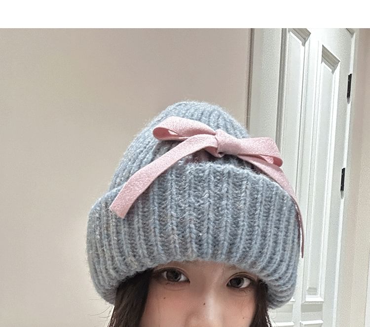 Ribbed Beanie Bow