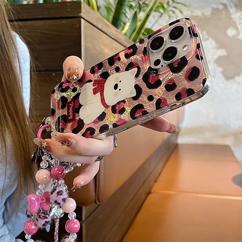 Print / Leopard Case Phone Dog Set Strap