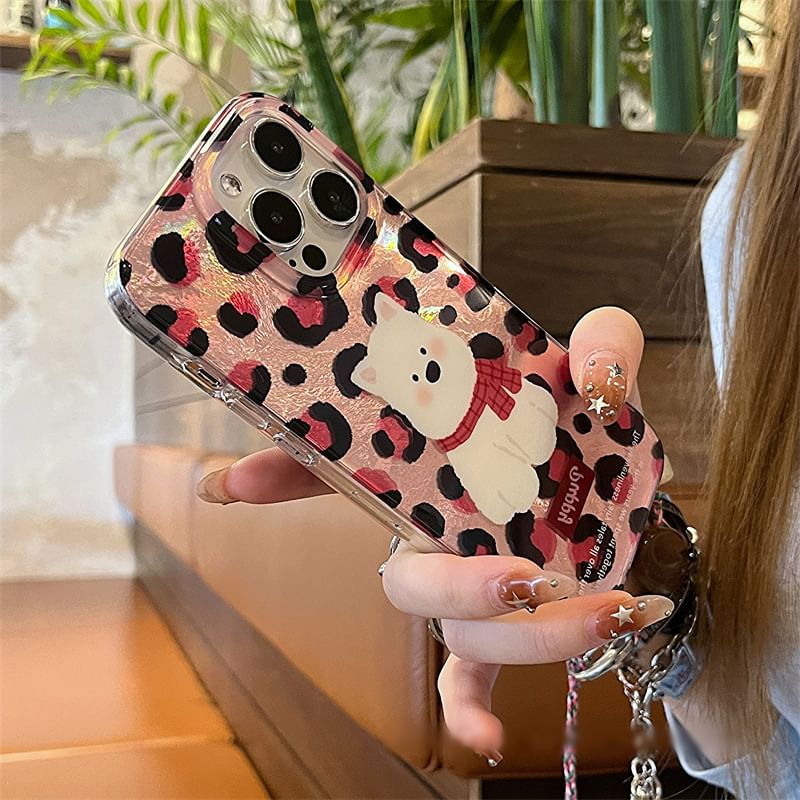 Print / Leopard Case Phone Dog Set Strap