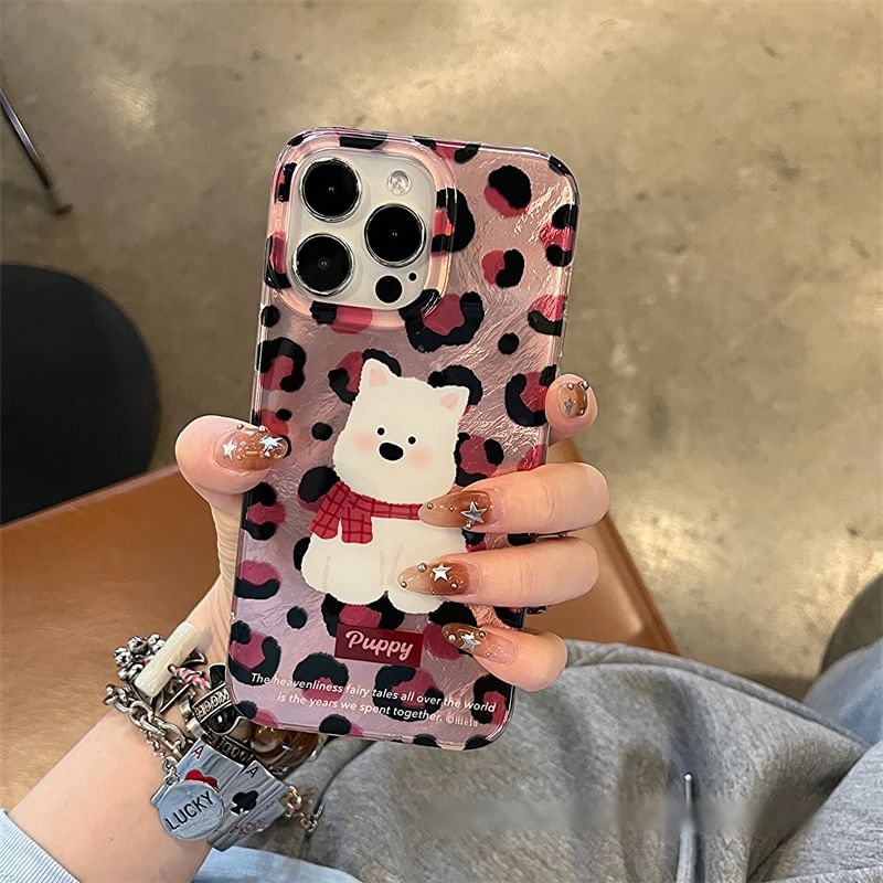 Print / Leopard Case Phone Dog Set Strap