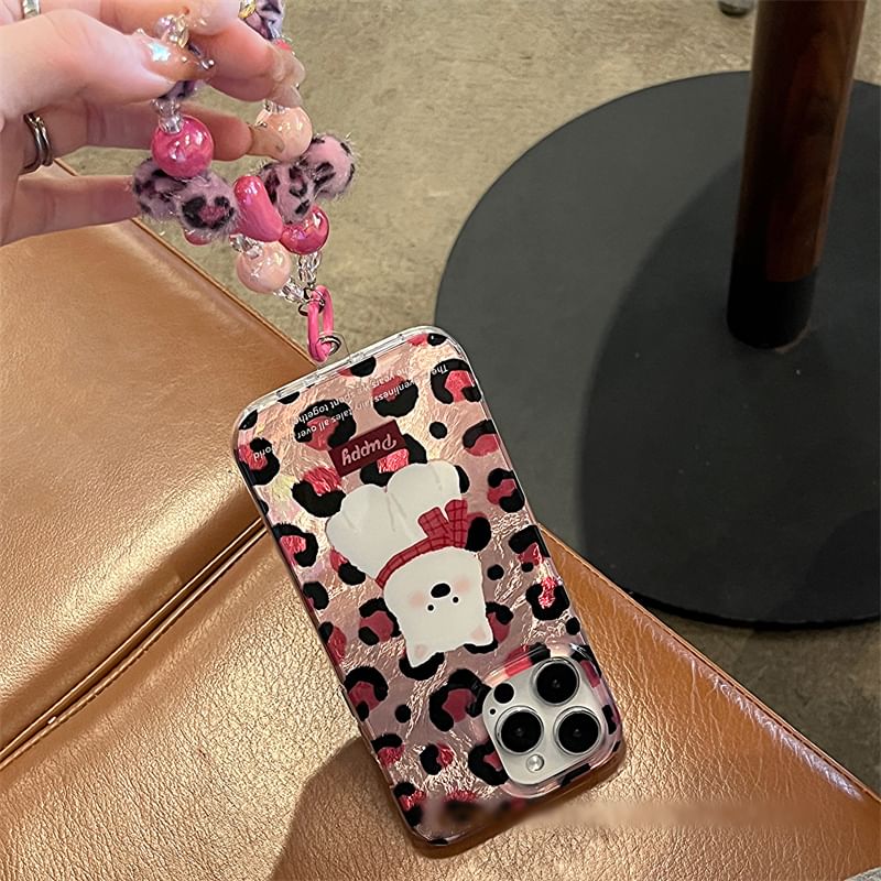 Print / Leopard Case Phone Dog Set Strap