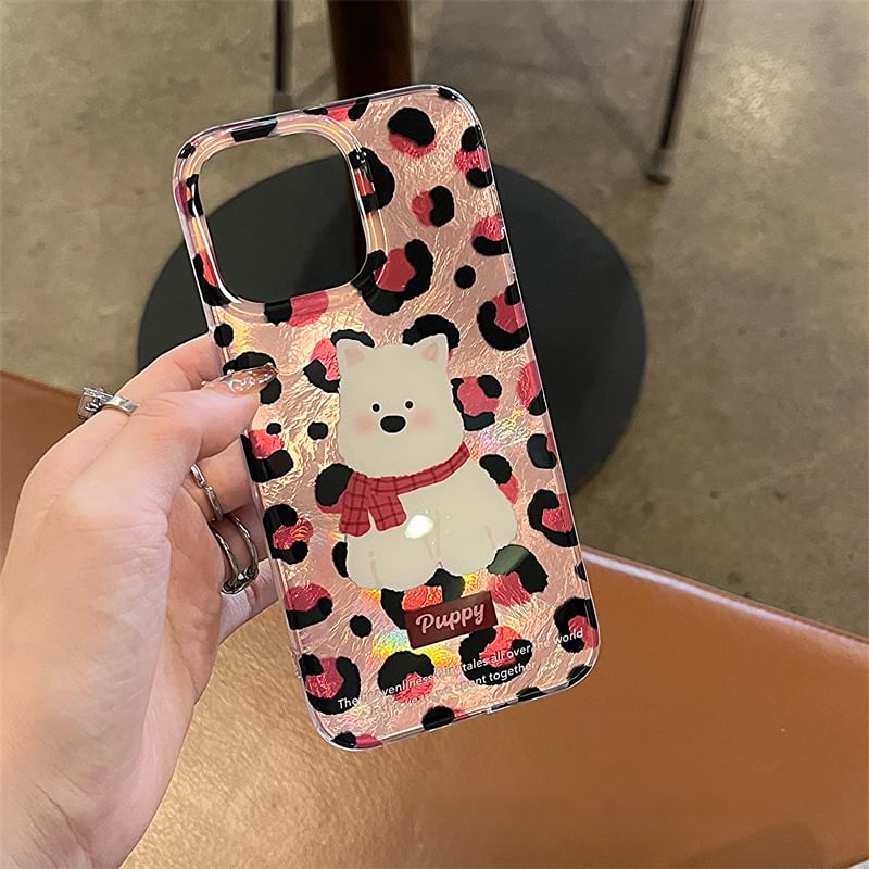 Print / Leopard Case Phone Dog Set Strap
