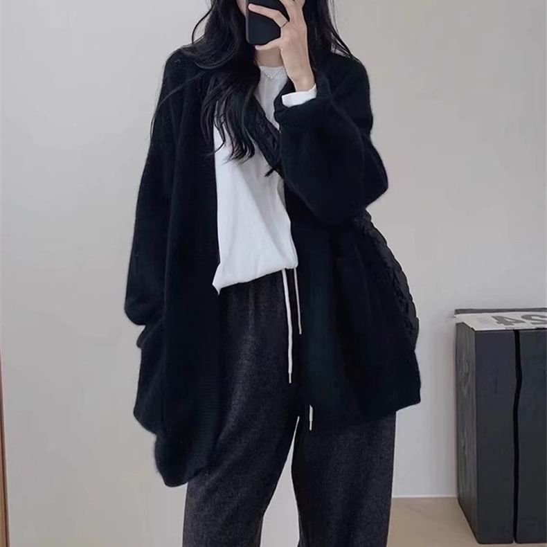 Oversized Open-Front Cardigan