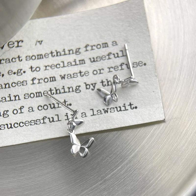 925 Silver Sterling Earring Butterfly Drop