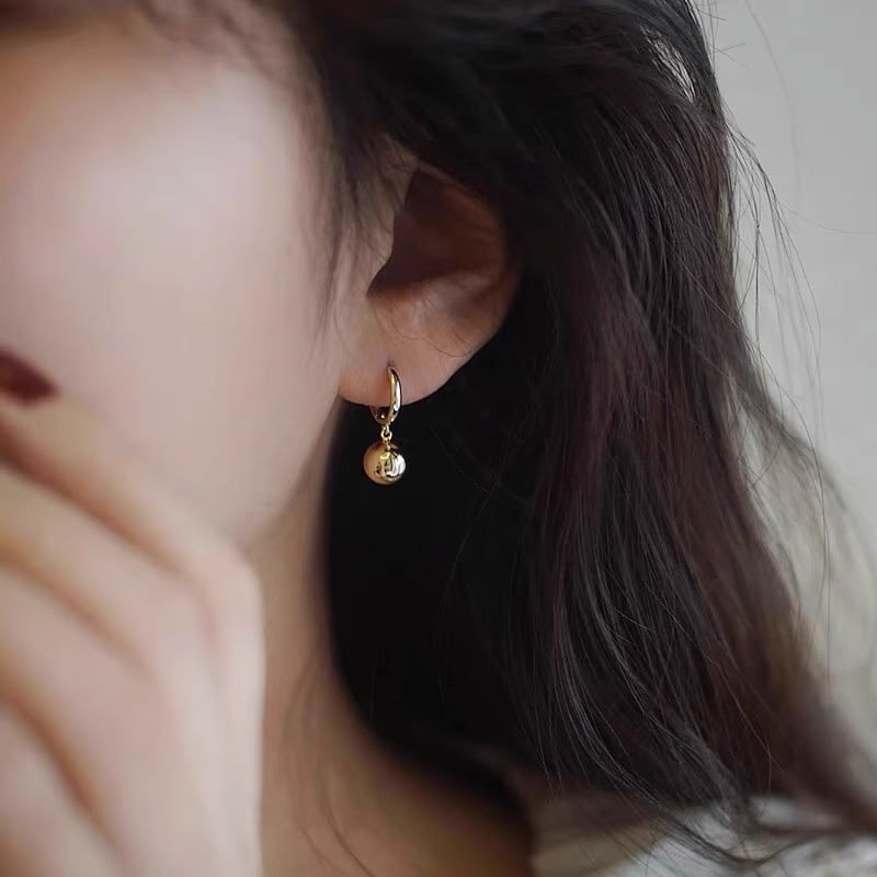 Drop 925 Silver Sterling Earring Huggie Ball