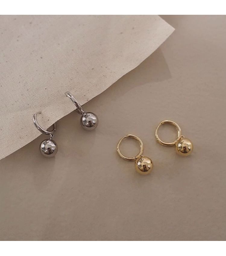 Drop 925 Silver Sterling Earring Huggie Ball