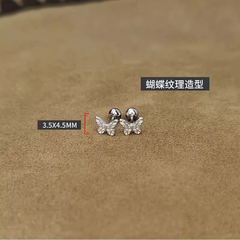 Earring 925 Silver Butterfly Barbell Sterling