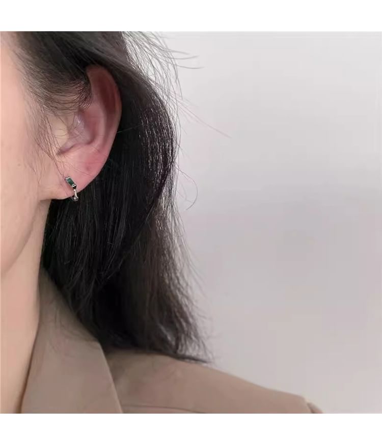 Earring Silver 925 Rhinestone Huggie Sterling