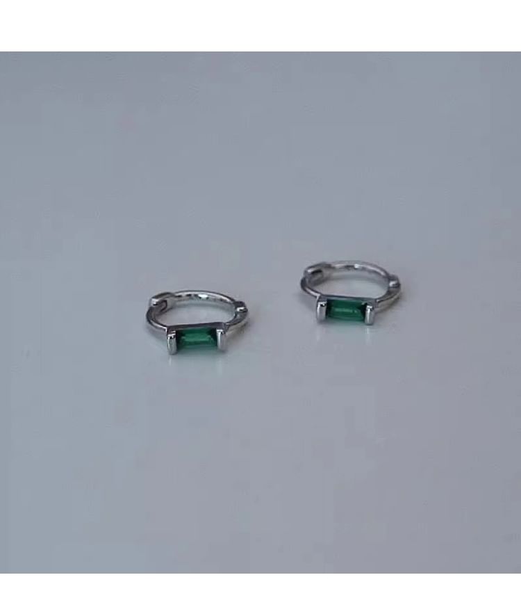 Earring Silver 925 Rhinestone Huggie Sterling