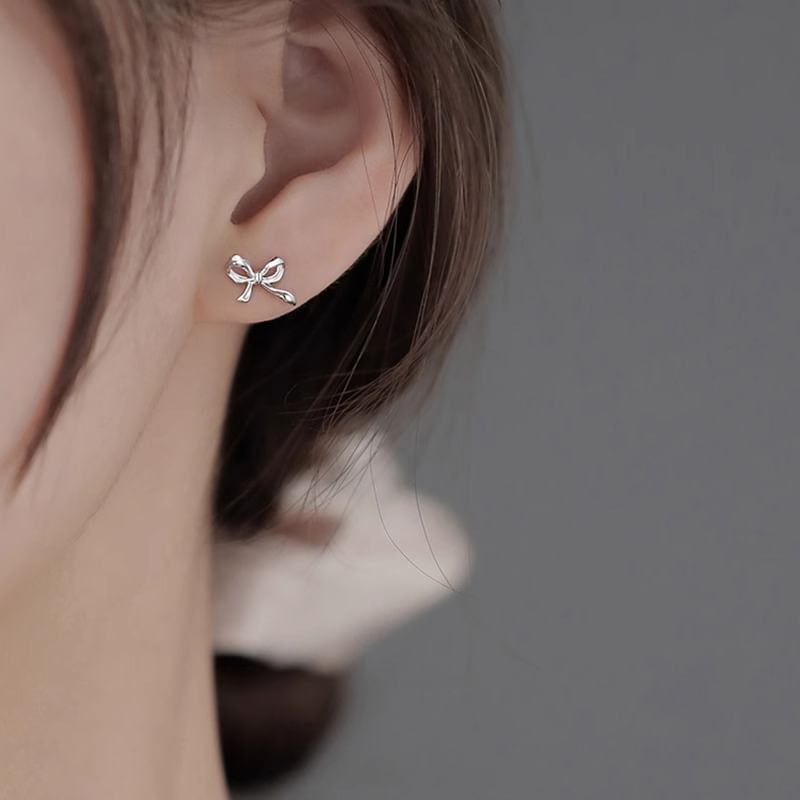 Stud 925 Silver Sterling Earring Bow