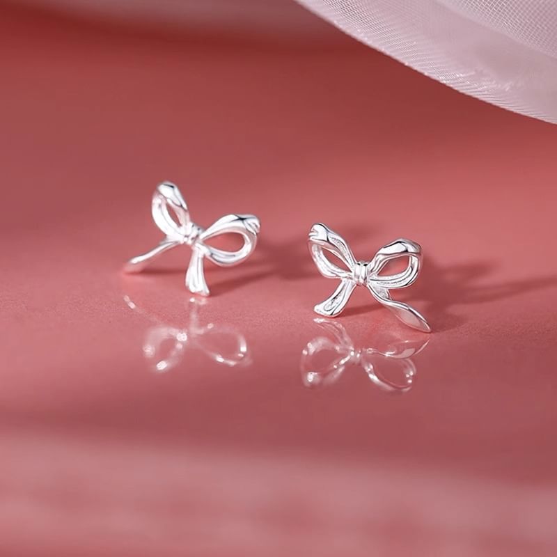 Stud 925 Silver Sterling Earring Bow