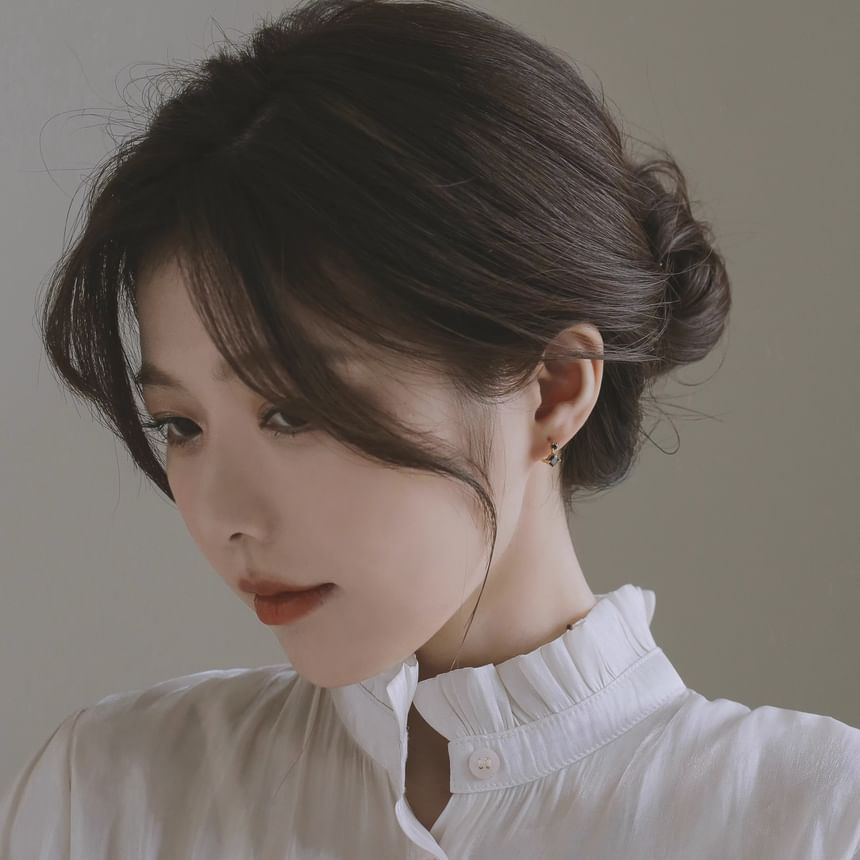 925 Sterling Huggie Earring Rhinestone Silver