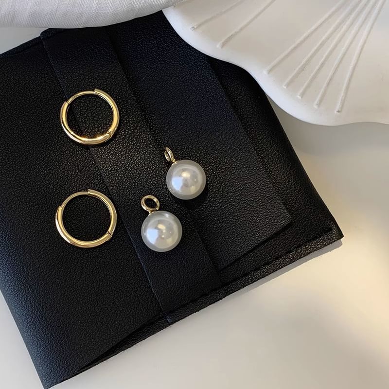 Drop Silver Earring 925 Pearl Faux Hoop Sterling