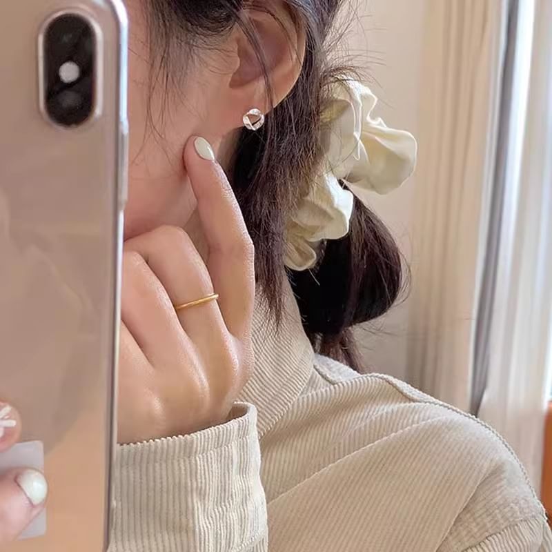 Sterling Barbell 925 Silver Twisted Earring