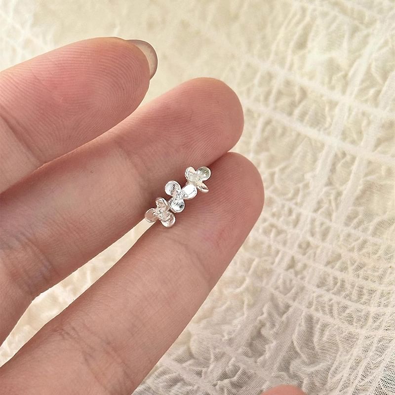 925 Sterling Silver Floral Huggie Earring