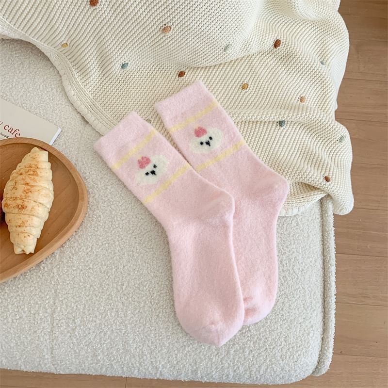 Patterned Fleece Short Socks