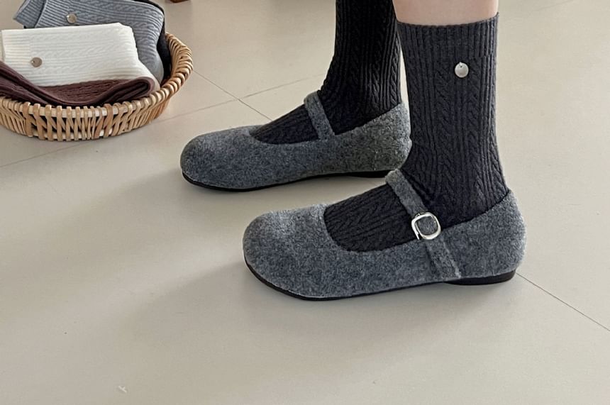 Plain Cable Knit Short Socks