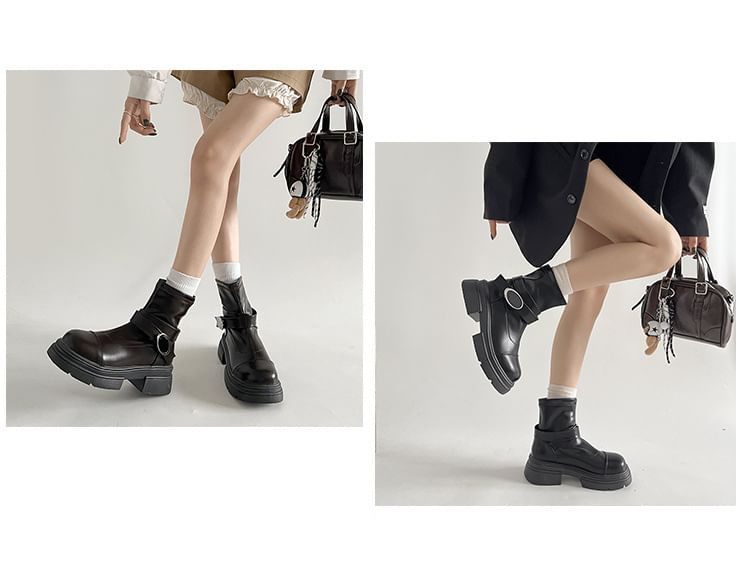 Platform Panel Boots Short Buckled