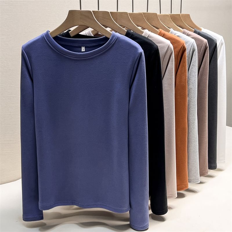 Long Sleeve Round Neck Plain T-Shirt