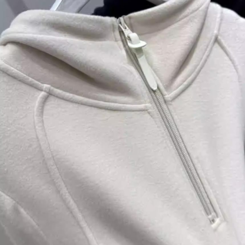 Half Zip Plain Hoodie