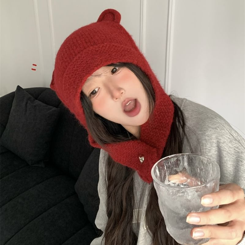 Ear Balaclava Knit Bear