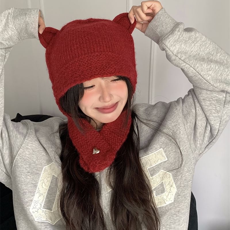 Ear Balaclava Knit Bear