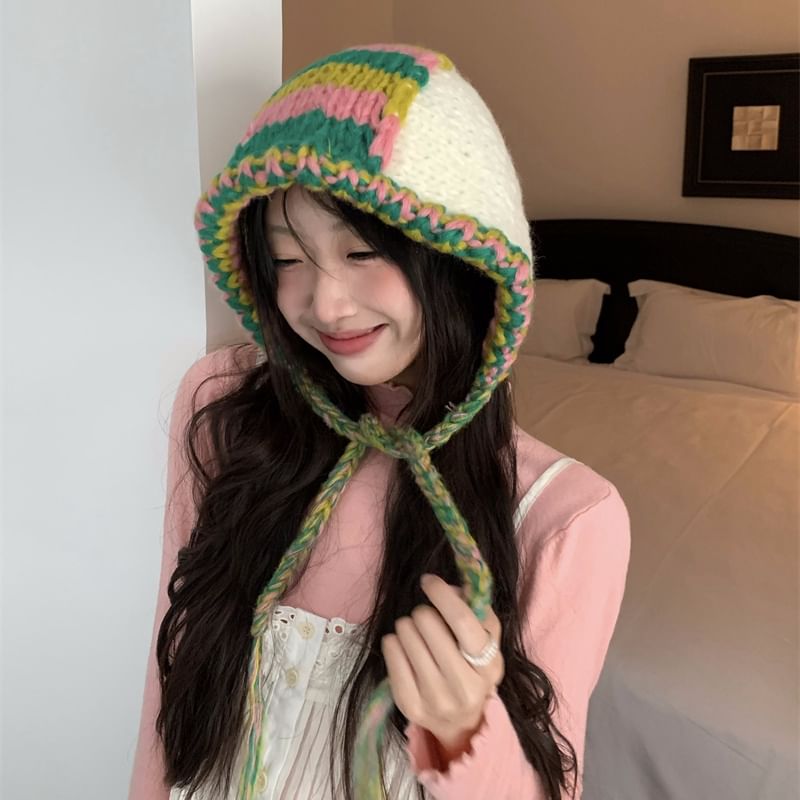 Knit Block Color Balaclava