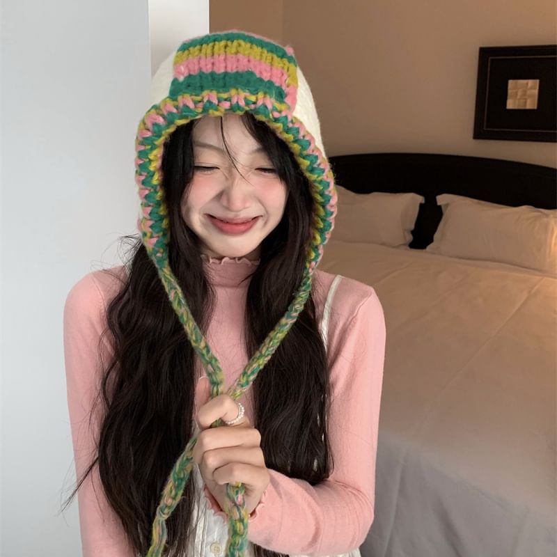 Knit Block Color Balaclava