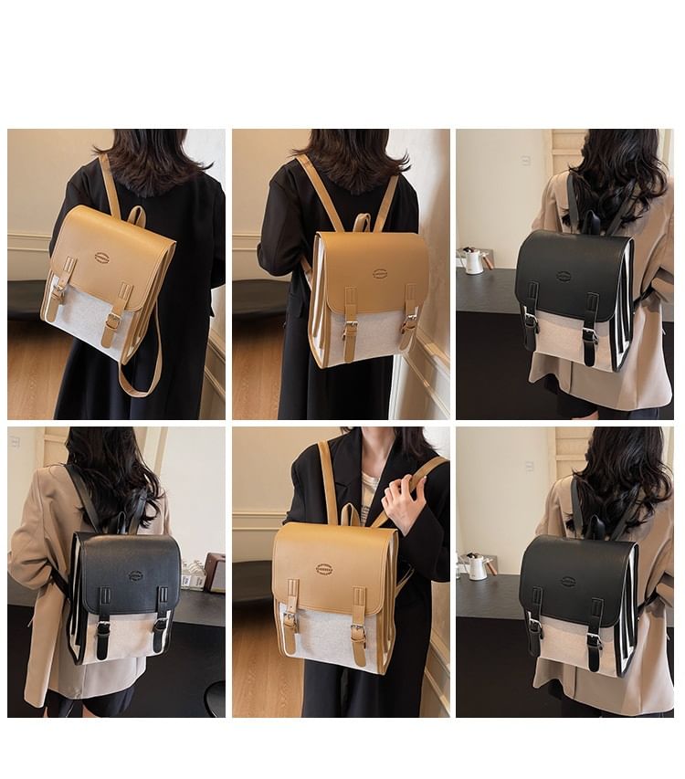 Flap Two Tone Backpack Buckled