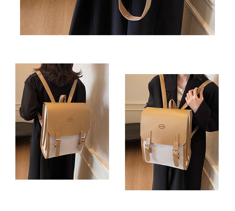 Flap Two Tone Backpack Buckled