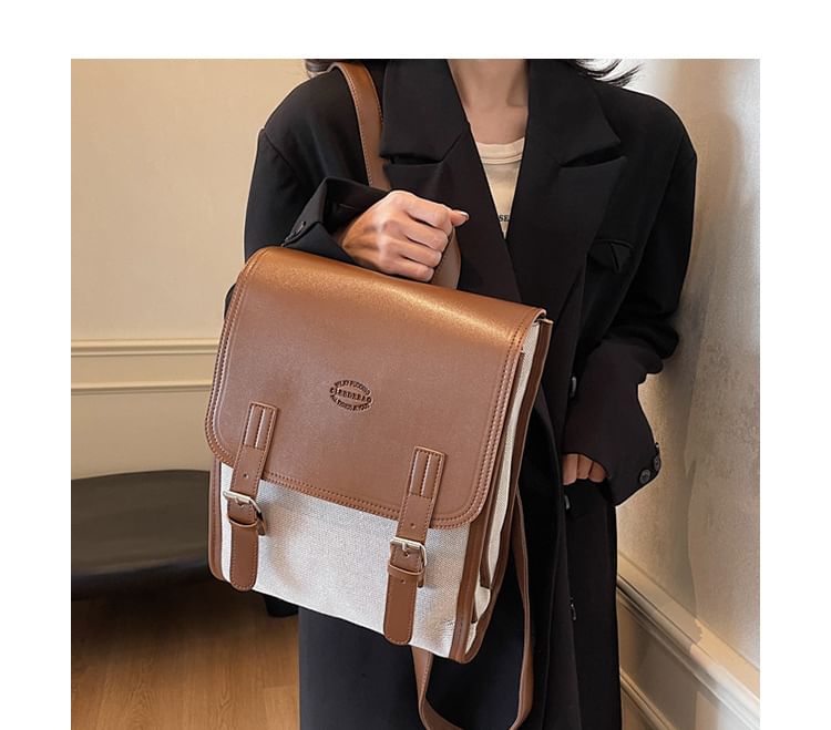 Flap Two Tone Backpack Buckled