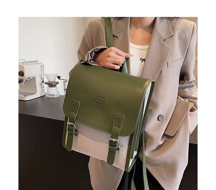 Flap Two Tone Backpack Buckled