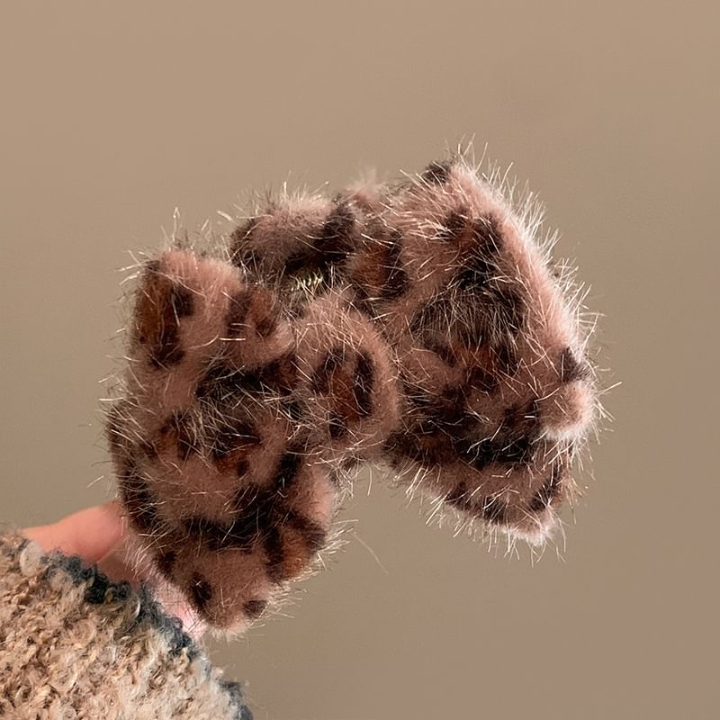 Leopard Print Velvet Hair Claw Clips