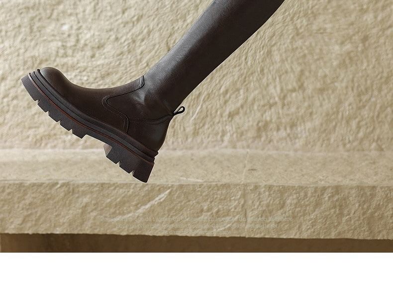 Boots Leather Faux Over-The-Knee Platform