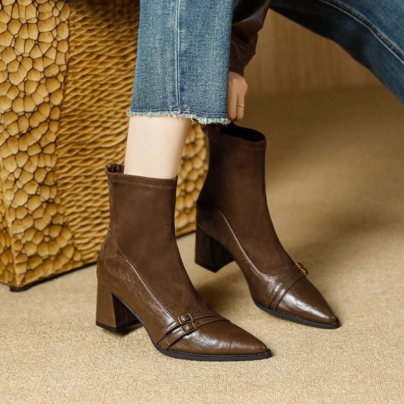 Boots Block Short Heel Pointed