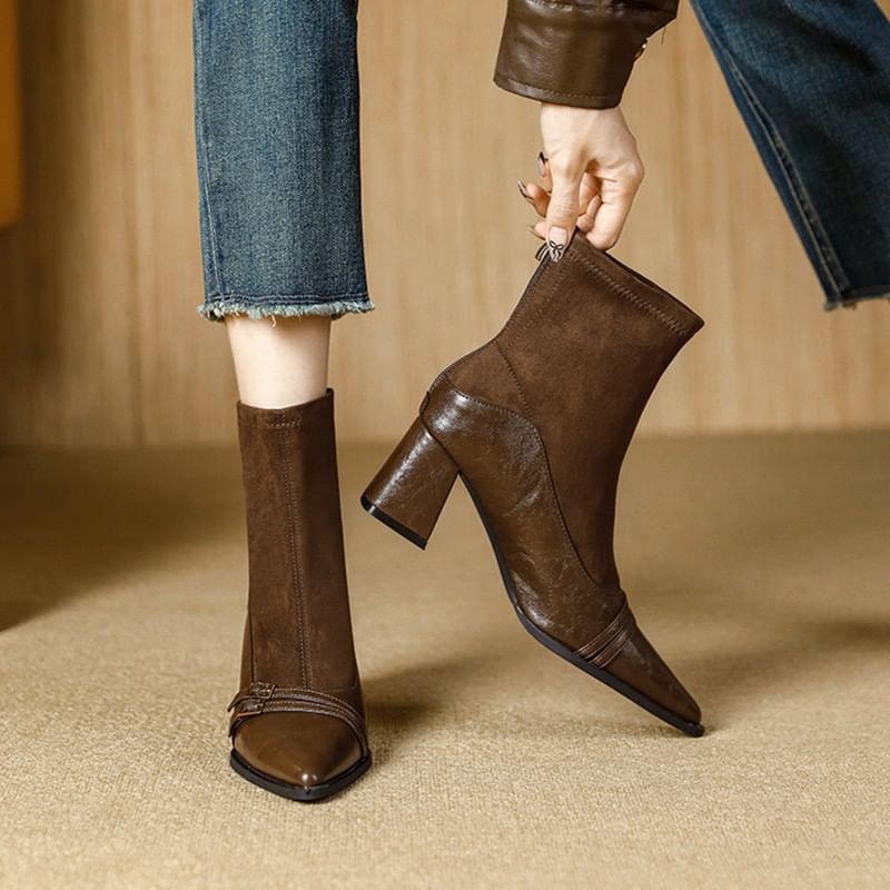 Boots Block Short Heel Pointed