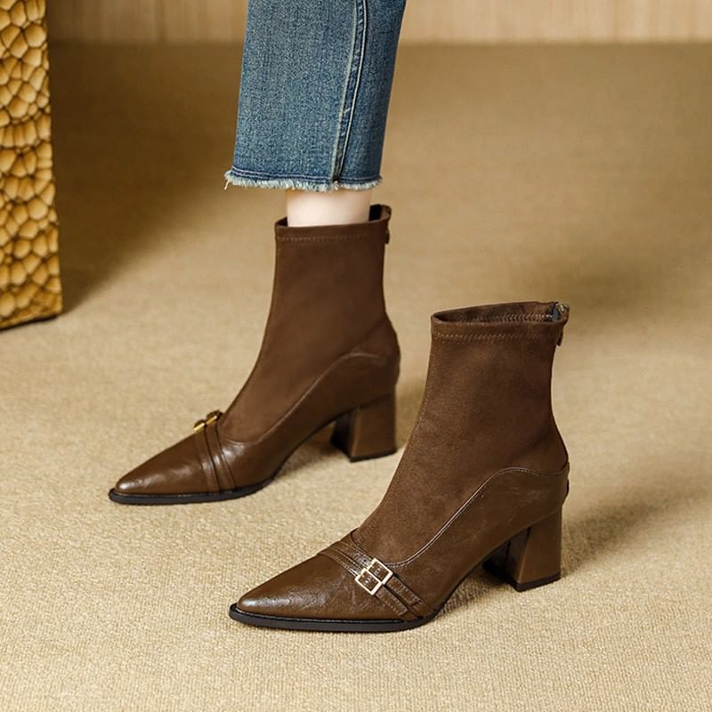 Boots Block Short Heel Pointed
