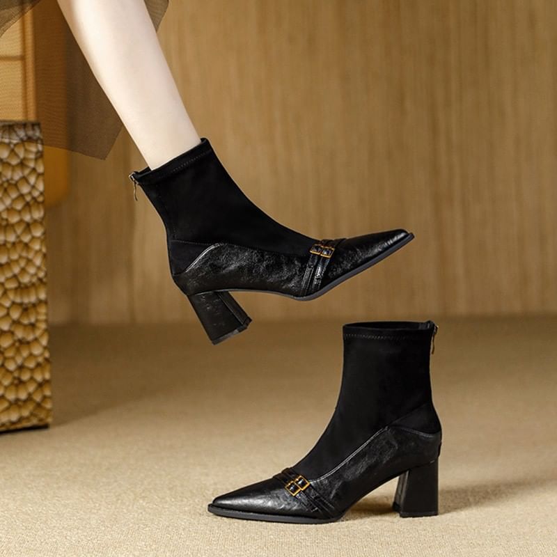 Boots Block Short Heel Pointed