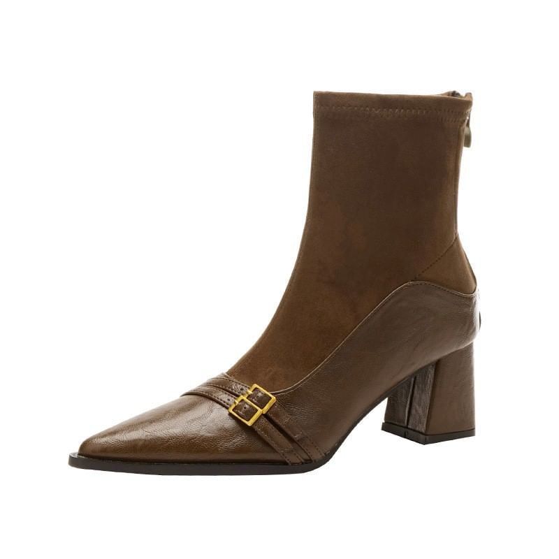 Boots Block Short Heel Pointed